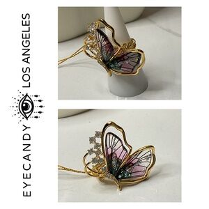 🐘🐘💓 Eye Candy Butterfly Glass Cocktail Ring